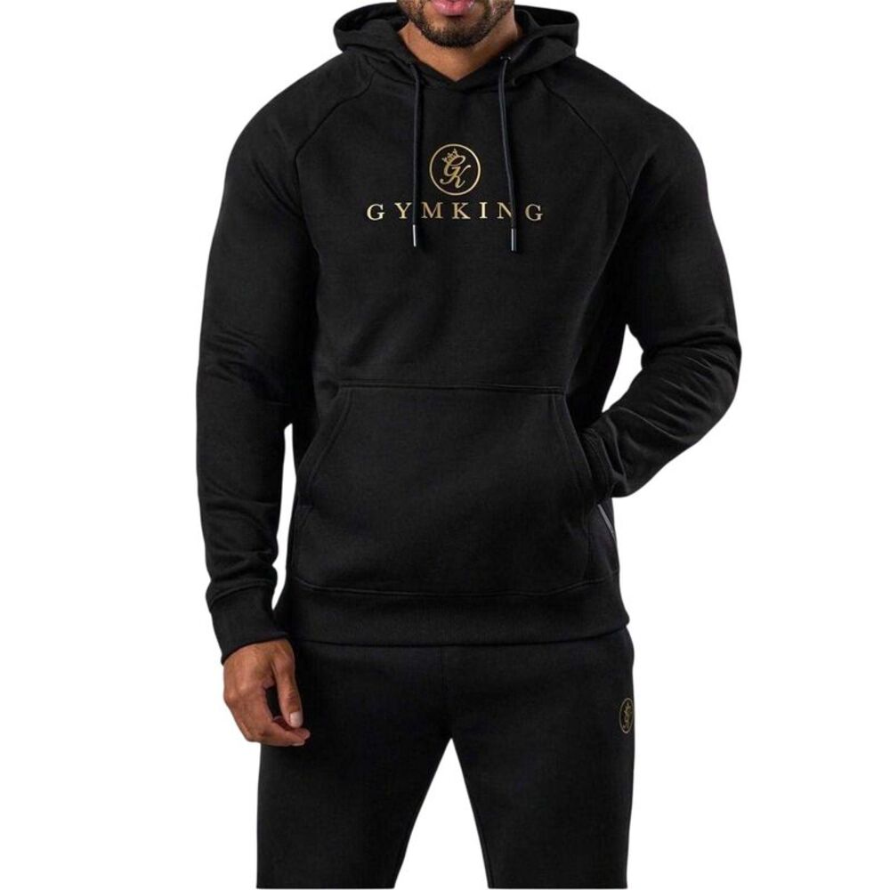Gym King Mens Lettering  Hoodie / Black/Gold